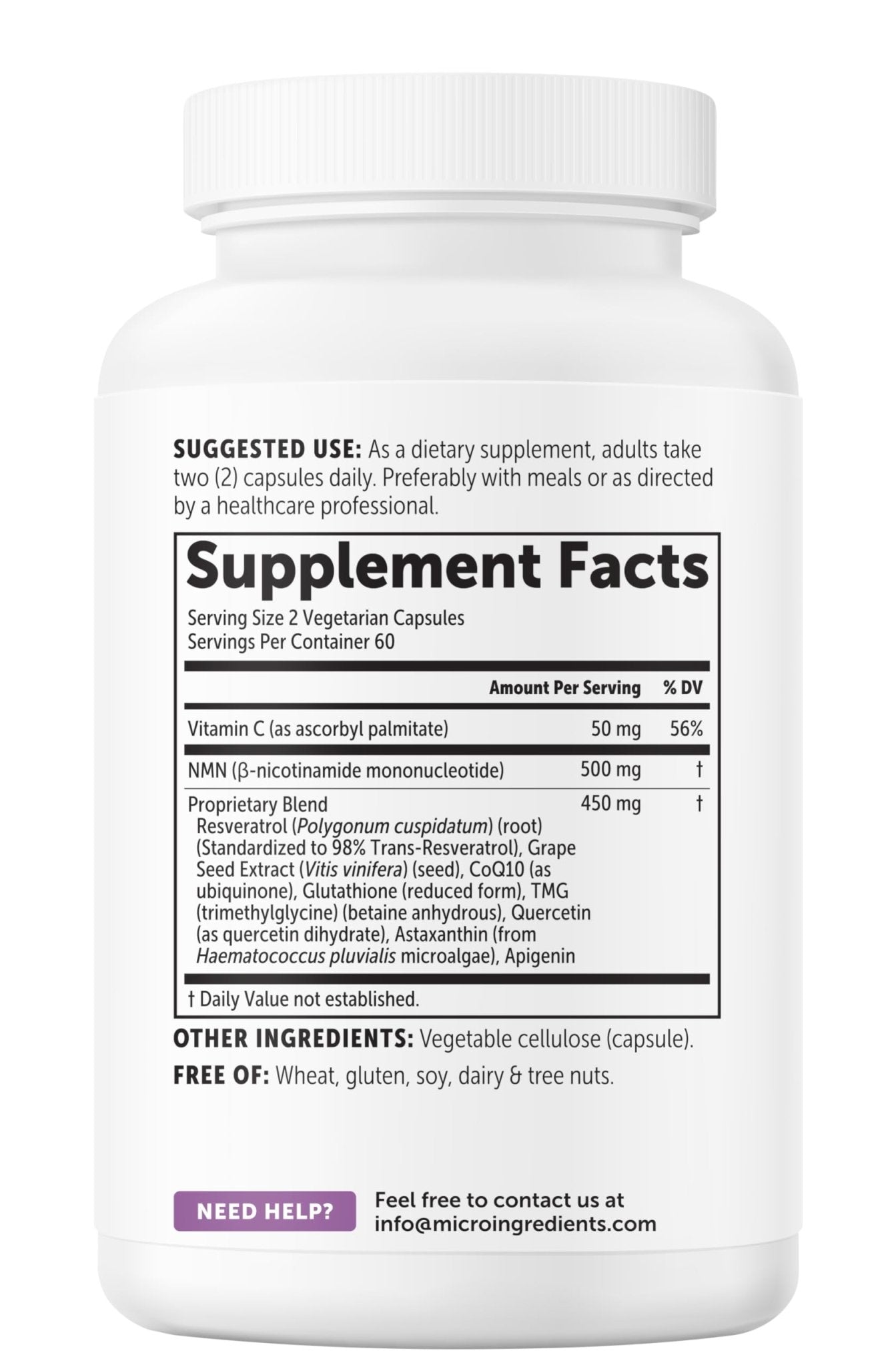 Micro Ingredients NMN Complex 1000mg Per Serving, 120 Veggie Capsules | 10-in-1 with Nicotinamide Mononucleotide, Resveratrol, CoQ10, Quercetin & Glutathione - Maple Wellness Supplements