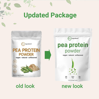 Micro Ingredients North American Grown, Pea Protein Powder, 5 Pounds | Plant Based, Unflavored | Complete Vegan Protein Source with BCAAs & EAAs – 27g Serving | Non-GMO, Keto Friendly - Maple Wellness Supplements
