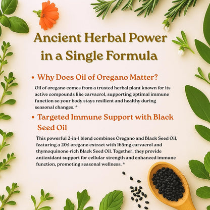 Micro Ingredients Oil of Oregano Softgels, 300 Count | 2 in 1 Formulated | 4X Strength Carvacrol & Thymoquinone | Plant Based, Non-GMO - Maple Wellness Supplements