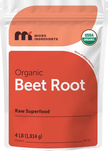 Micro Ingredients Organic Beet Root Powder, 4 Pounds | Cold Pressed, Water Soluble, High Concentrated Raw Beetroot Supplement | Natural Nitric Oxide Superfood Drink Mix - Maple Wellness Supplements