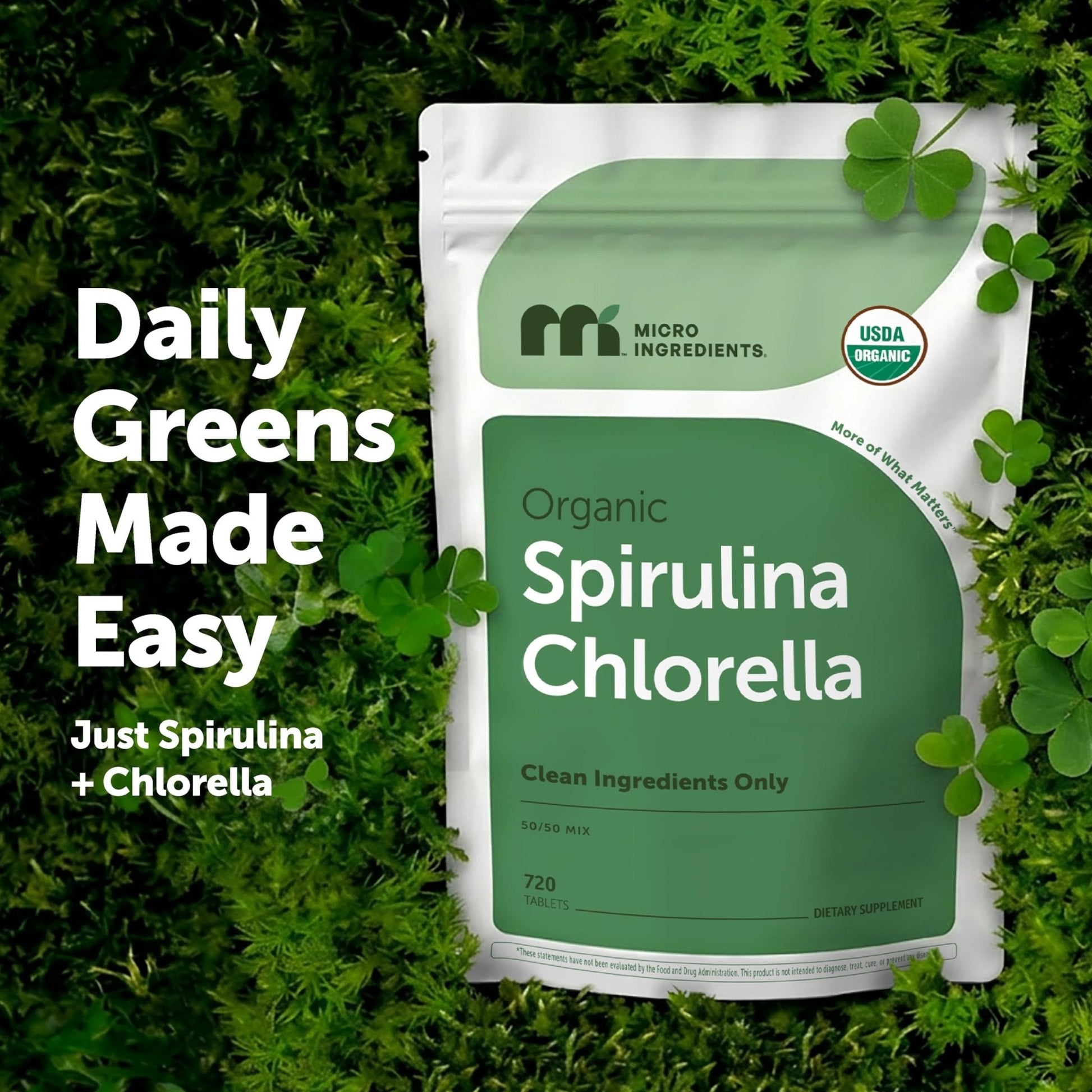 Micro Ingredients Organic Spirulina Chlorella Tablets, 720 Count | 4 Month Supply | 50/50 Algae Blend | Broken Cell Wall | Non-GMO, Filler Free - Maple Wellness Supplements