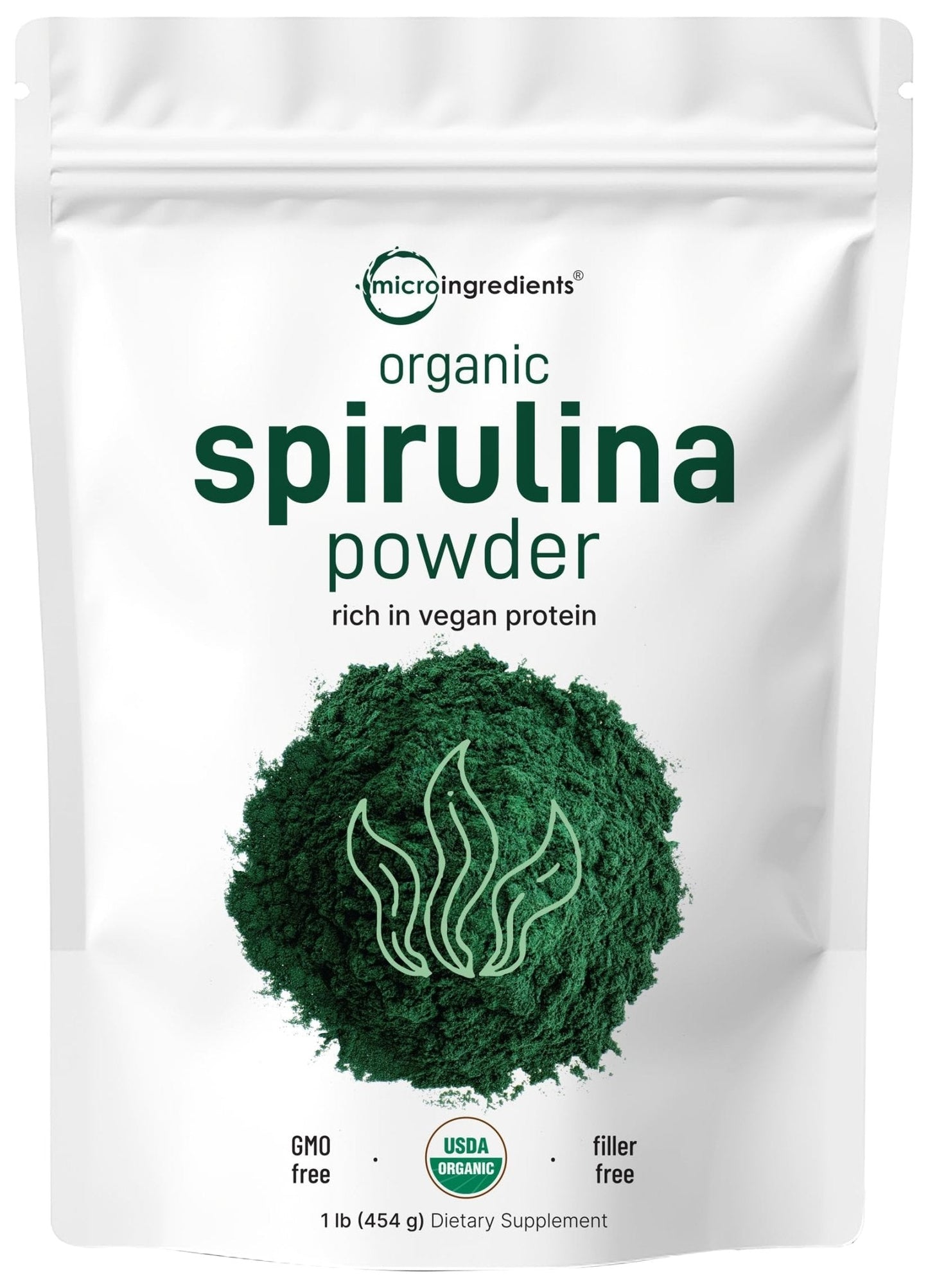 Micro Ingredients Organic Spirulina Powder, 1lb | Blue-Green Algae, Rich in Vegan Protein, Vitamins & Minerals | Source of Natural Chlorophyll & Enzymes - Maple Wellness Supplements