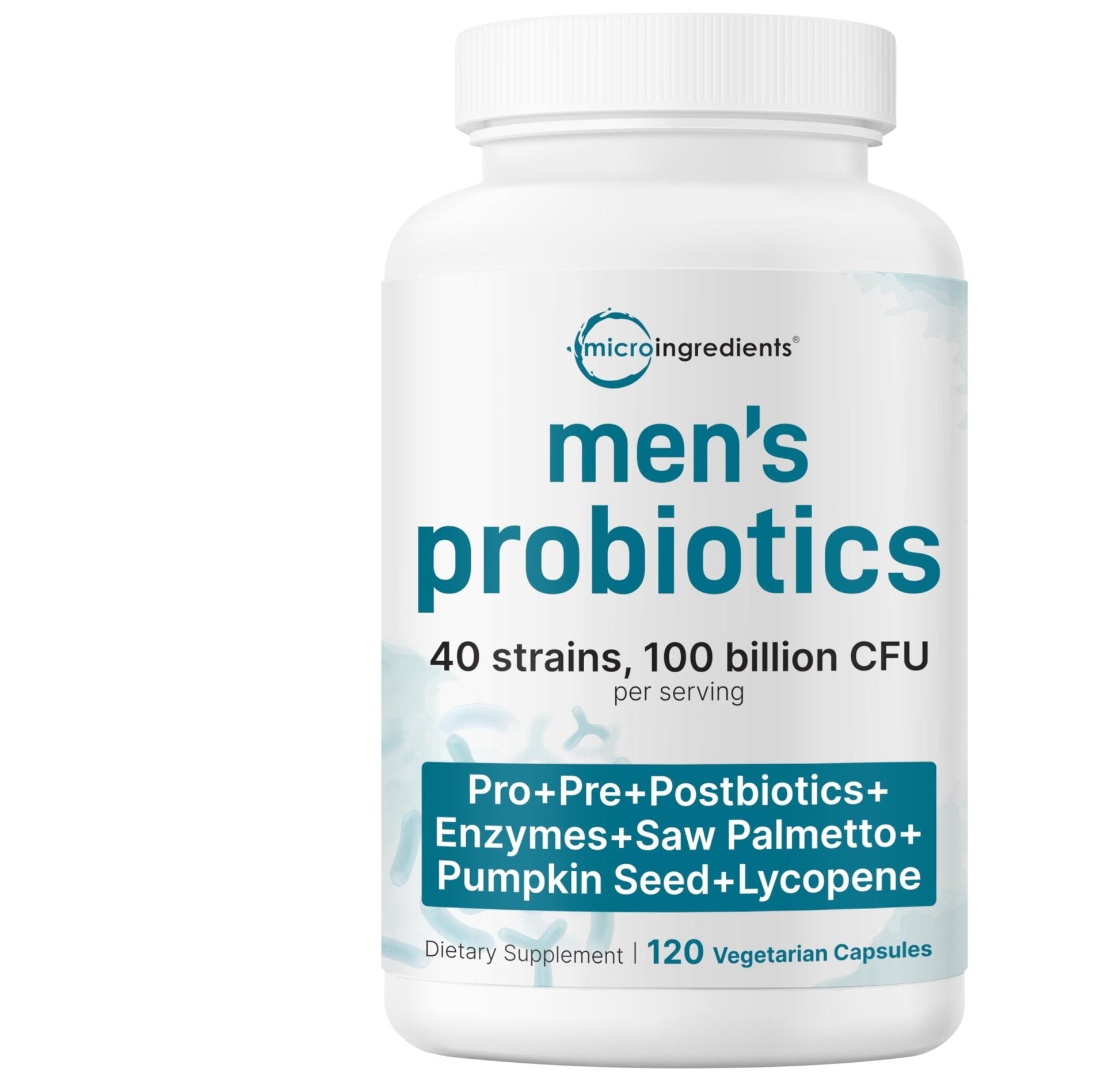 Micro Ingredients Probiotics for Men 100 Billion CFU, 40 Strains, 120 Vegetarian Capsules | Pre, Probiotics, Postbiotics & Enzymes | Pre, Probiotics, Enzymes, Saw Palmetto, Pumpkin Seed & Lycopene - Maple Wellness Supplements