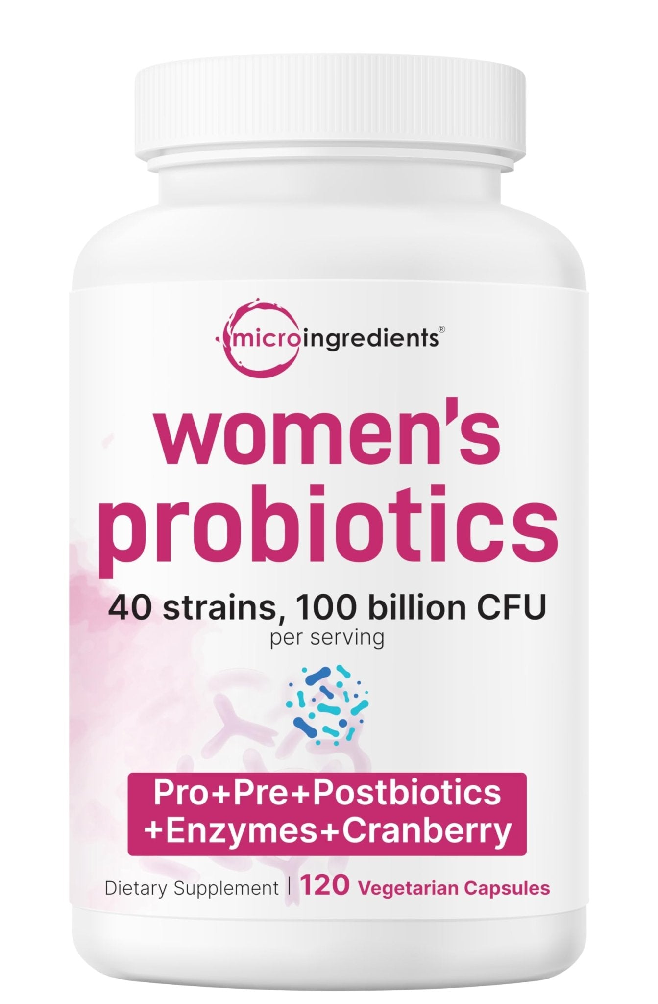 Micro Ingredients Probiotics for Women 100 Billion CFU with Prebiotics, 120 Veggie Capsules | pH Balance, Urinary Tract, Vaginal & Gut Health Support* - Maple Wellness Supplements