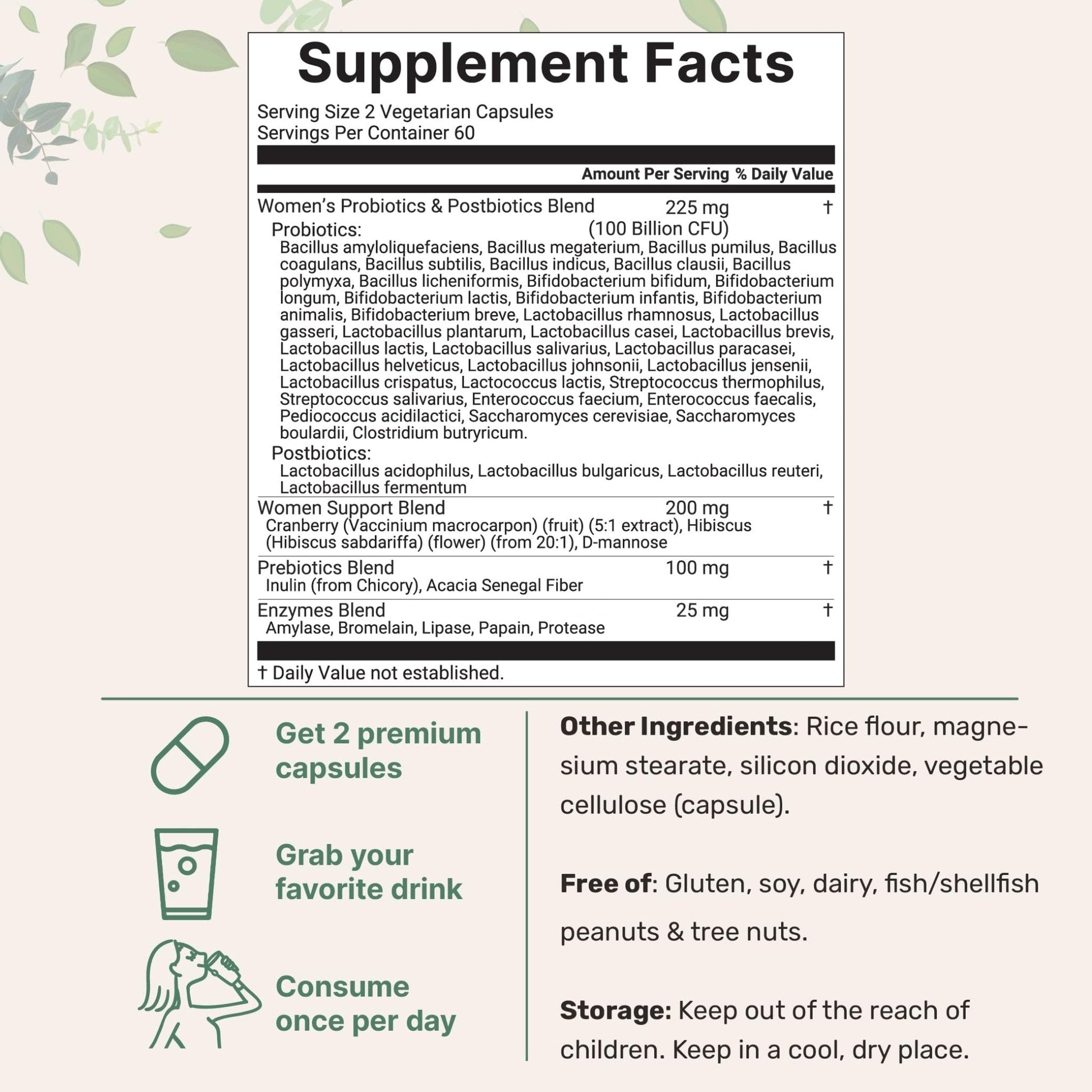 Micro Ingredients Probiotics for Women 100 Billion CFU with Prebiotics, 120 Veggie Capsules | pH Balance, Urinary Tract, Vaginal & Gut Health Support* - Maple Wellness Supplements
