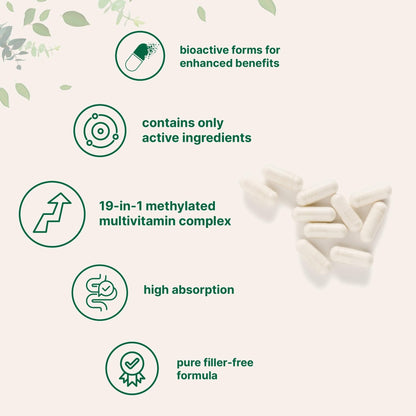 Micro Ingredients Pure Methylated Multivitamin, 240 Capsules | 19-in-1 Formula with Vitamins C, D, B12, Folate, Magnesium - Maple Wellness Supplements