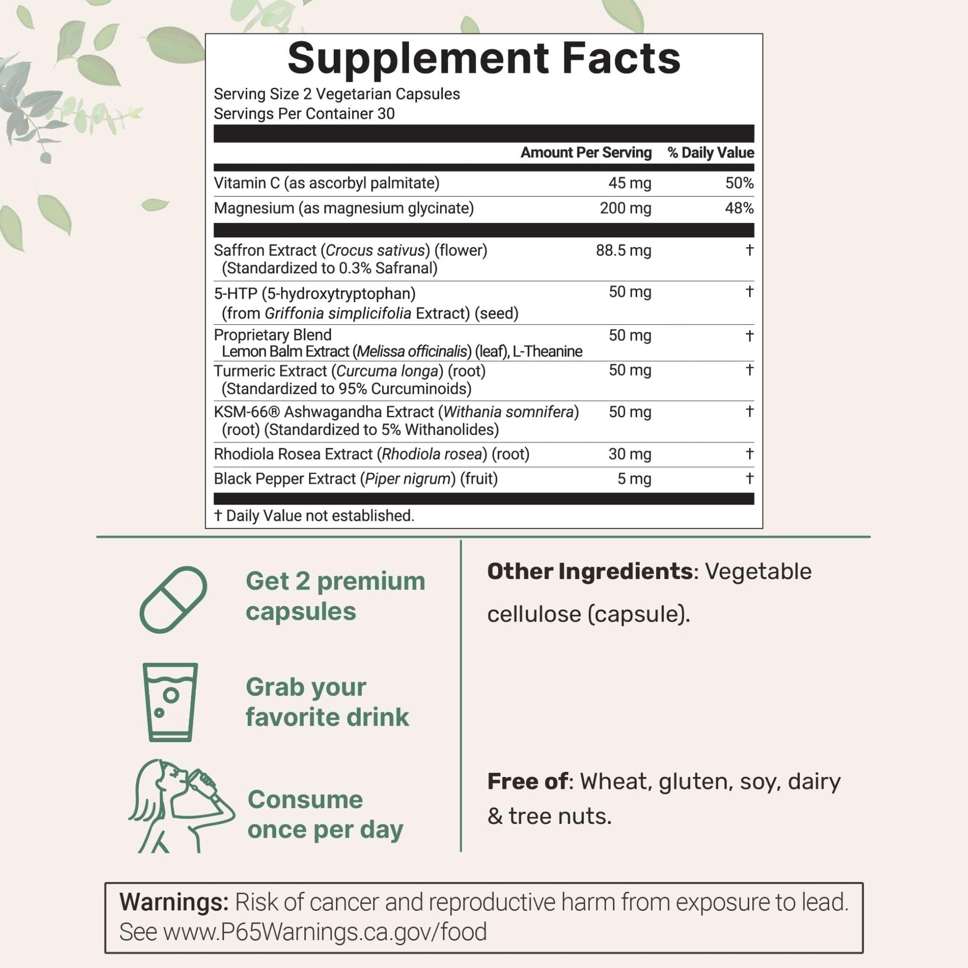 Micro Ingredients Saffron+ Advanced Supplements, 60 Veggie Capsules – 10-in-1 with Saffron Extract, High Absorption Fat-Soluble Vitamin C, Magnesium - Maple Wellness Supplements