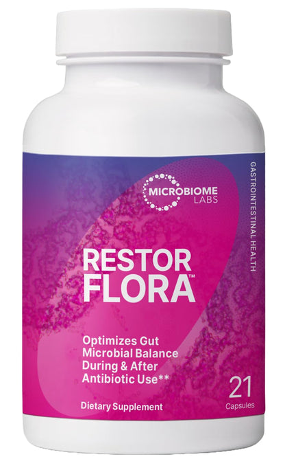 Microbiome Labs RestorFlora - Men's & Women's Probiotics for Digestive Health & Gut Reset - Spore Based Saccharomyces Boulardii Probiotics - Maple Wellness Supplements