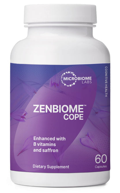 Microbiome Labs Zenbiome COPE - Probiotic Mood Support Supplement with Vitamin B6, B12 & Saffron Extract - Gut Health Probiotics for Women & Men - Maple Wellness Supplements
