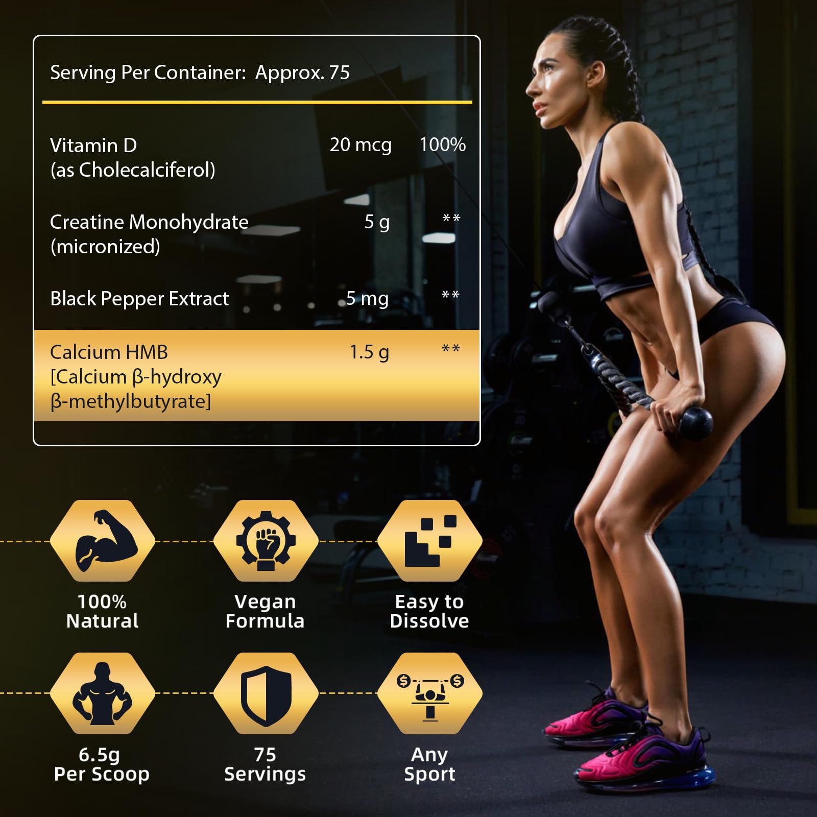 Micronized Creatine Monohydrate for Women and Men, Creatine Powder for Men-Women for Improve Performance and Strength, Support Muscle Growth and Workout Recovery, 6.5g per Servings, 75 Servings - Maple Wellness Supplements