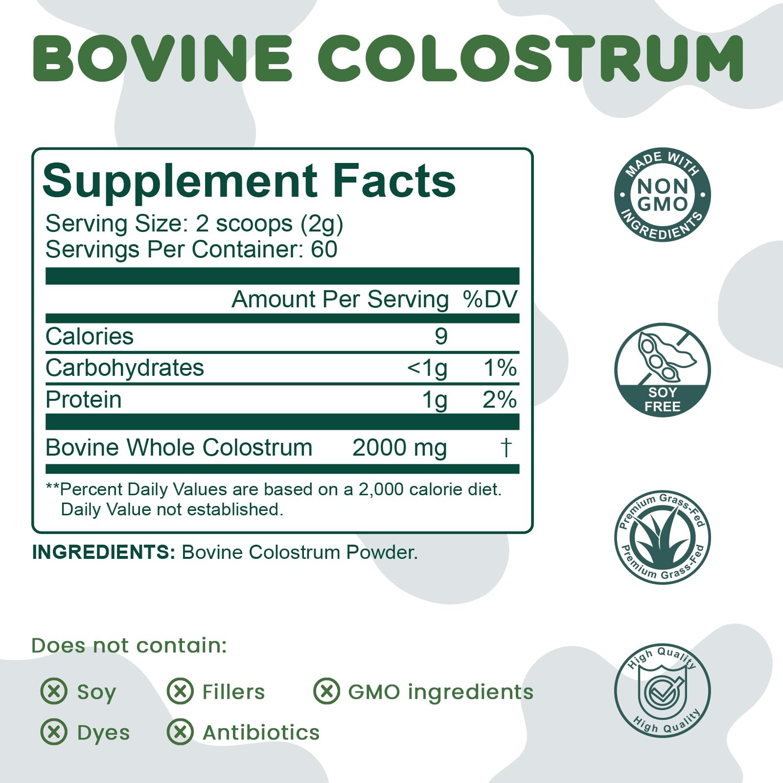 MICYDELAS Bovine Colostrum Supplement Powder 50% IgG Premium Bovine Colostrum for Gut Health Support, Immune Support, Muscle Recovery & Overall Wellness, Grass Fed, Non-GMO, Unflavored, 60 Servings - Maple Wellness Supplements