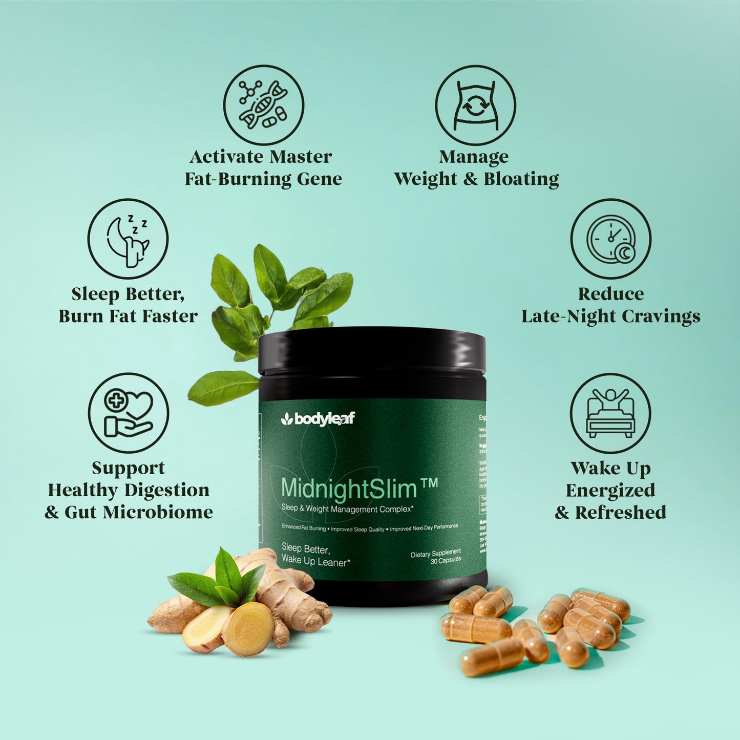 MidnightSlim™ | Advanced Nighttime Weight | Maximum Strength Metabolism Support, Digestive Health, Peaceful Sleep | Premium Probiotic Complex | 30 Capsules - Maple Wellness Supplements