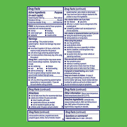 Midol Complete Caffeine Free Caplets 24ct: Midol Complete Caffeine Free Menstrual Pain Relief Caplets with Acetaminophen, Provides Headache Relief and Period Cramps Relief, 24 Count - Maple Wellness Supplements