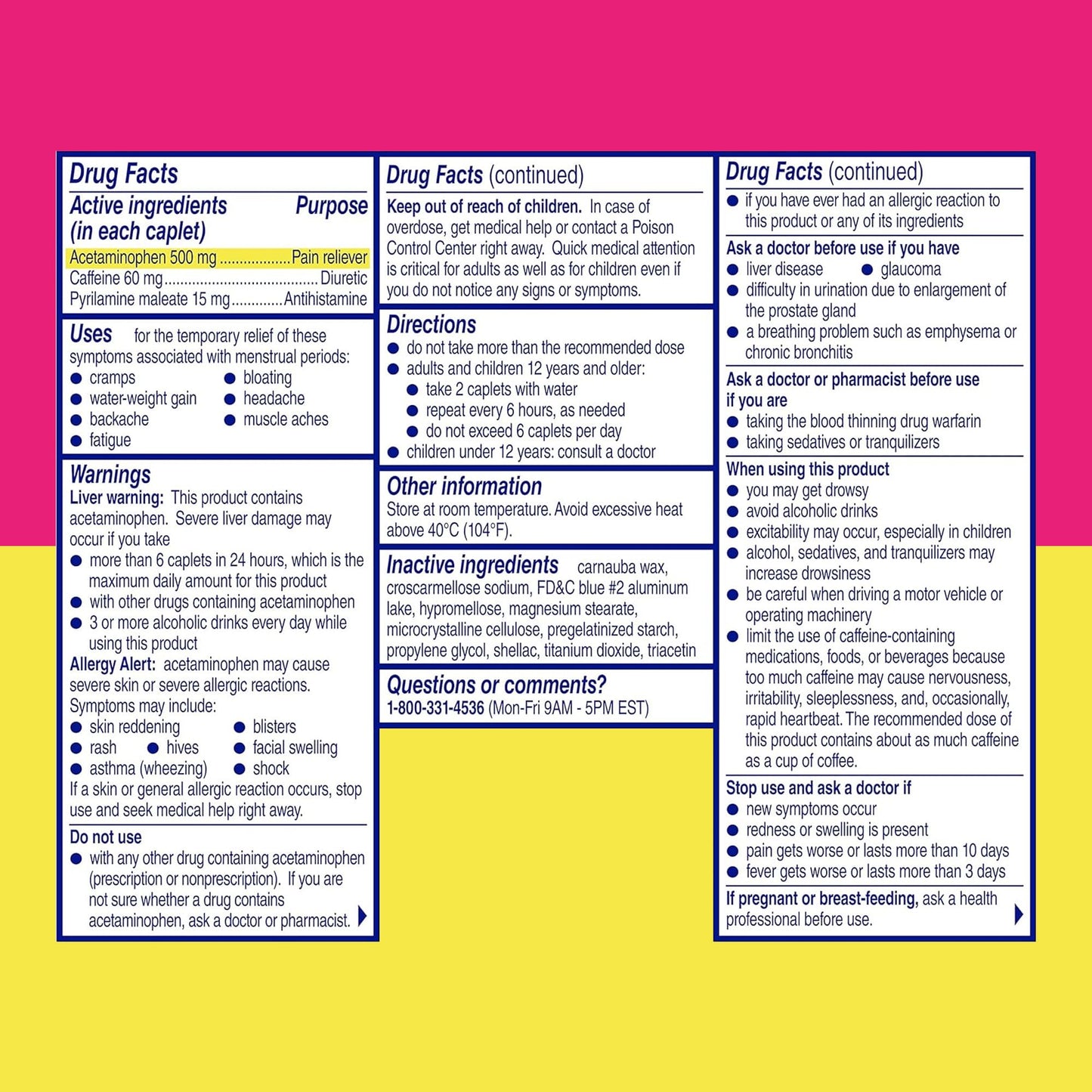 Midol Complete Menstrual Pain Relief Caplets, 40 Count - Provides Cramp, Headache, and Bloating Relief - Maple Wellness Supplements