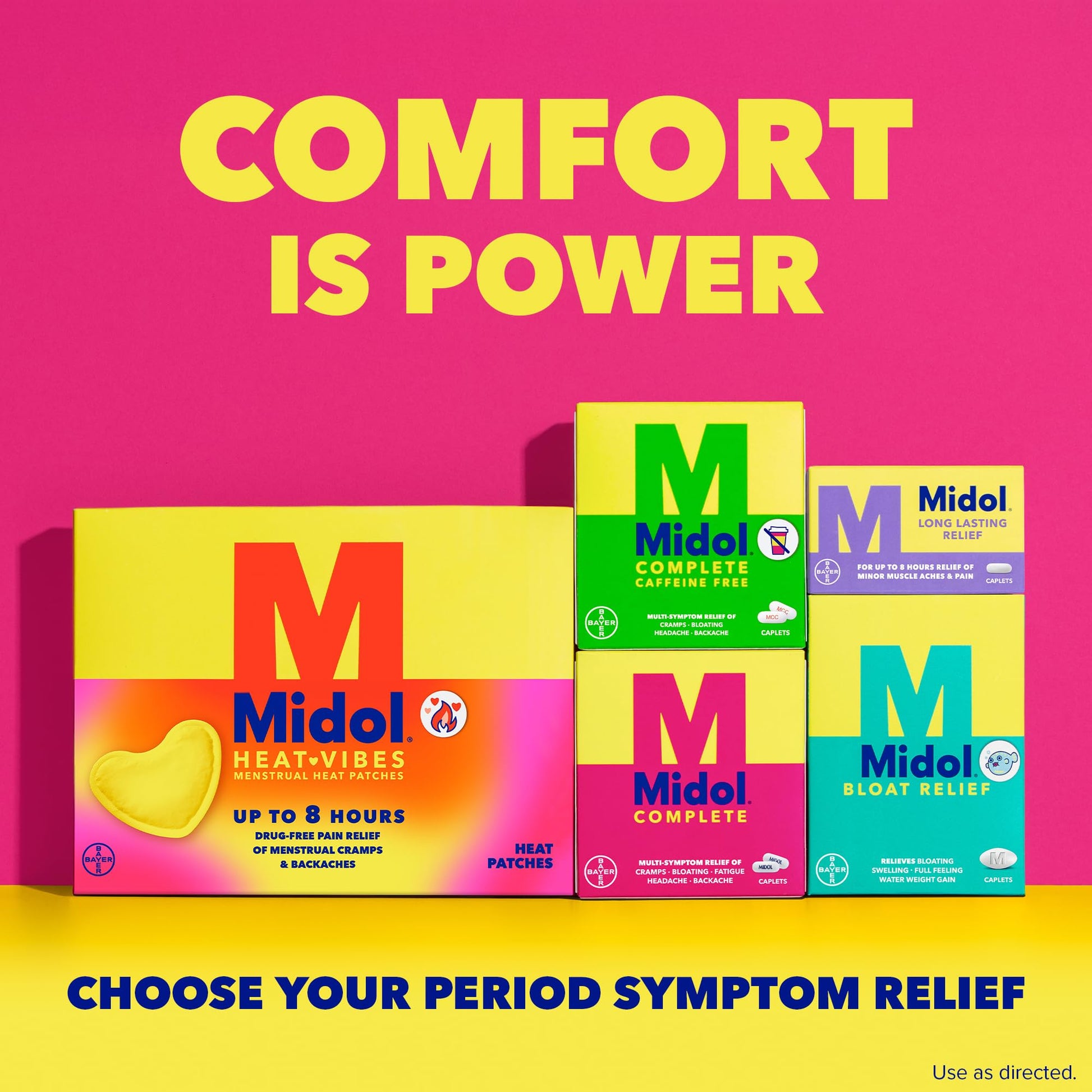 Midol Complete Menstrual Pain Relief Caplets, 40 Count - Provides Cramp, Headache, and Bloating Relief - Maple Wellness Supplements