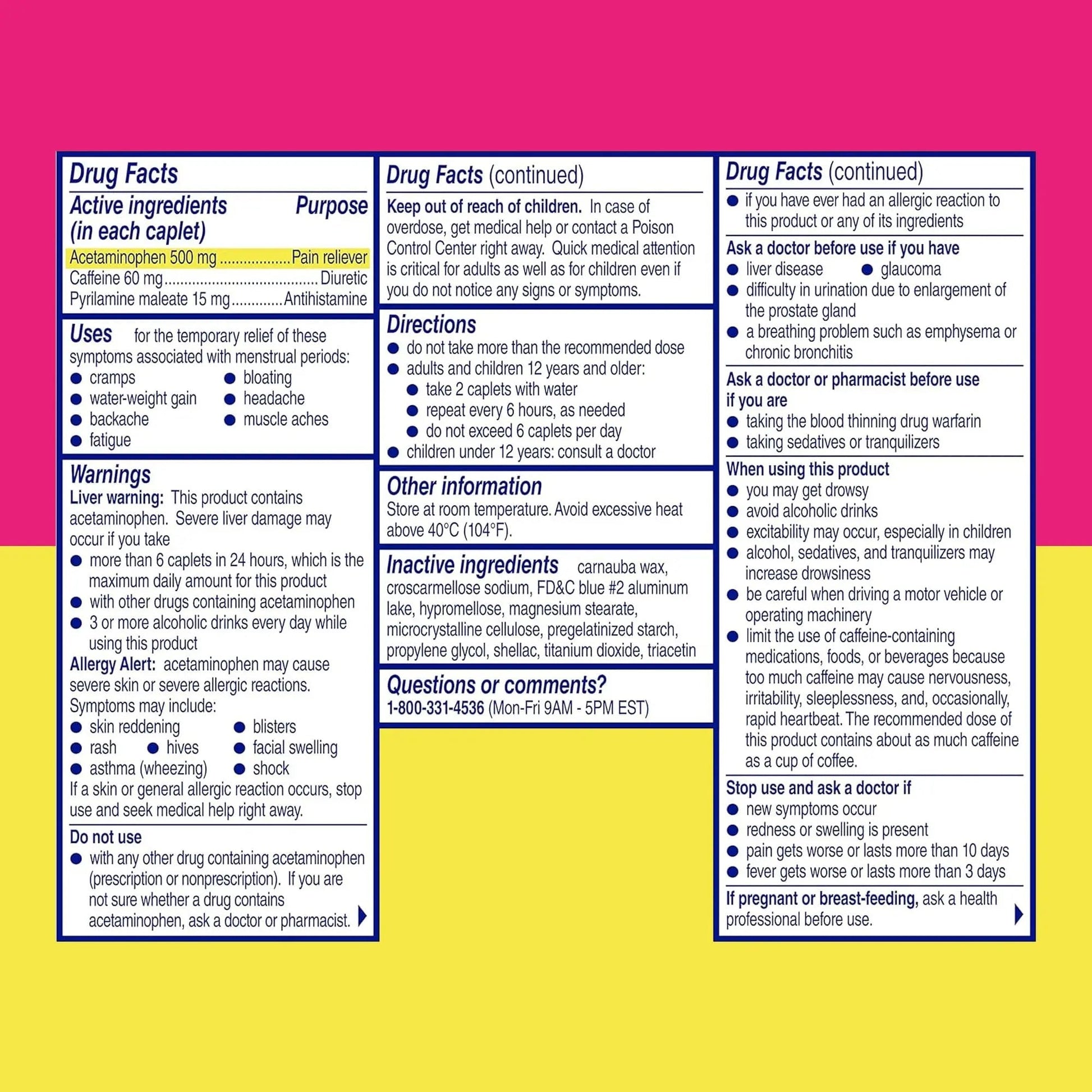 Midol Complete Menstrual Pain Relief Caplets with Acetaminophen for Period Cramps, and Menstrual Symptom Relief - 40 Count (Pack of 3) (Packaging May Vary) - Maple Wellness Supplements