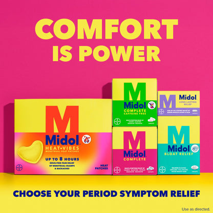 Midol Complete On The Go Caplets with Acetaminophen for Menstrual Symptom Relief, Period Cramp and Menstrual Pain Relief, 50 Count (25 Pouches of 2) - Maple Wellness Supplements