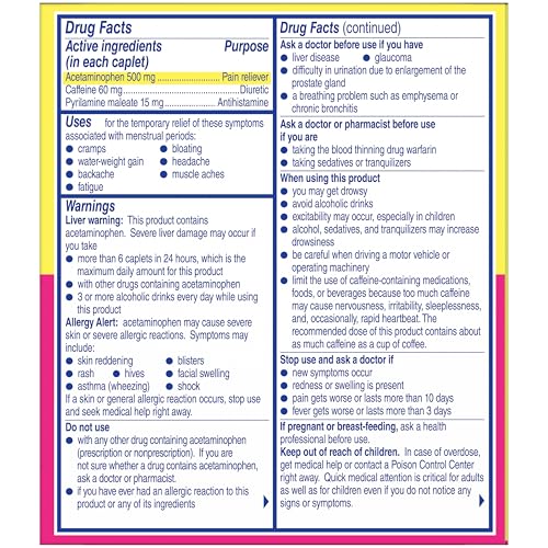 Midol Complete On The Go Caplets with Acetaminophen for Menstrual Symptom Relief, Period Cramp and Menstrual Pain Relief, 50 Count (25 Pouches of 2) - Maple Wellness Supplements