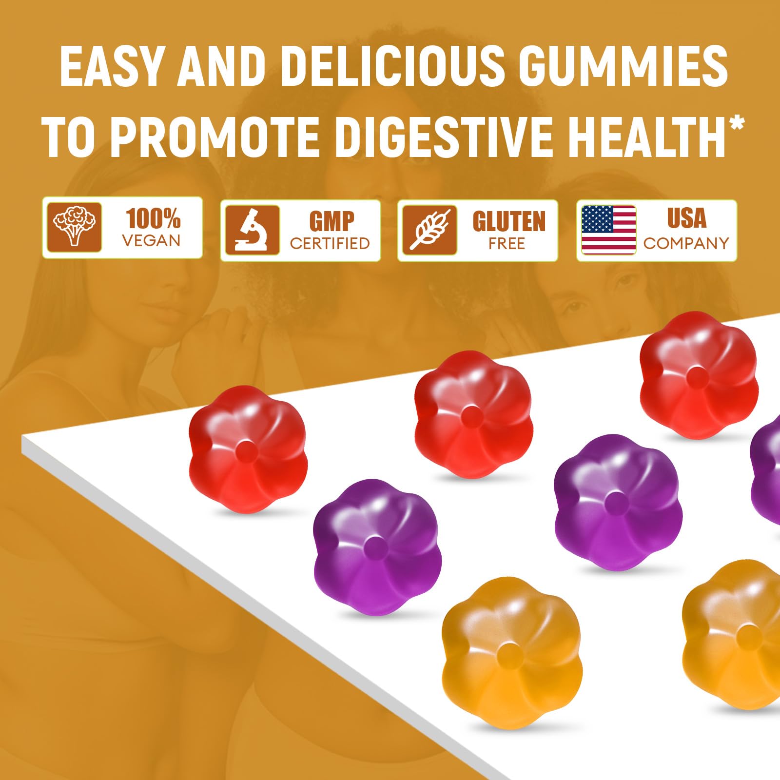 Migcopat 10G Fiber Gummies for Adults - Support Digestive Health - Fiber Supplement with 30 Billion CFU Probiotics Blend, ACV, Vitamin C, Inulin - No Sugar Added - Fruit Flavored - 180 Count - Maple Wellness Supplements