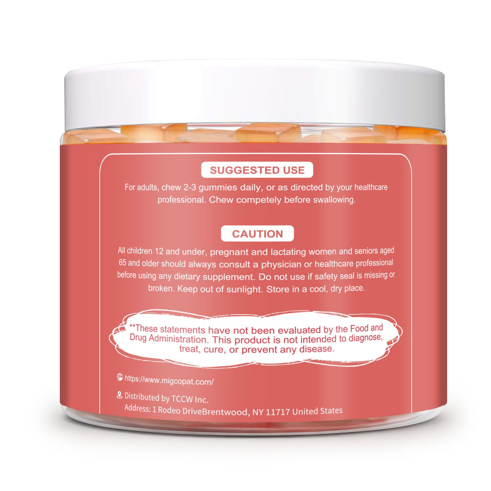 Migcopat 10G Fiber Gummies for Adults with Vitamins C, D, B3, B5 - Digestive & Gut Health Gummies with 30 Billion CFU Probiotics Blend, Inulin, ACV, Magnesium, Zinc - Maple Wellness Supplements