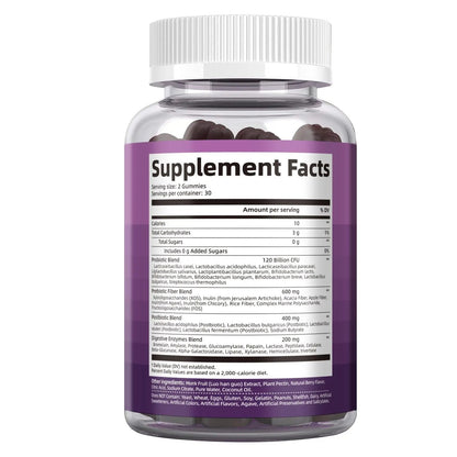 Migcopat Pre Post Probiotics Gummies, 5 in 1 Probiotic Prebiotic Postbiotic Digestive Enzymes with Fiber, 120 Billion CFU Probiotics Complete Gut Support, Sugar Free, Vegan, BlackBerry Flavor, 60 Cts - Maple Wellness Supplements