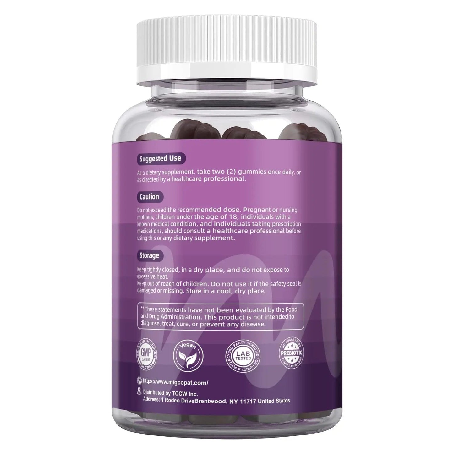 Migcopat Pre Post Probiotics Gummies, 5 in 1 Probiotic Prebiotic Postbiotic Digestive Enzymes with Fiber, 120 Billion CFU Probiotics Complete Gut Support, Sugar Free, Vegan, BlackBerry Flavor, 60 Cts - Maple Wellness Supplements