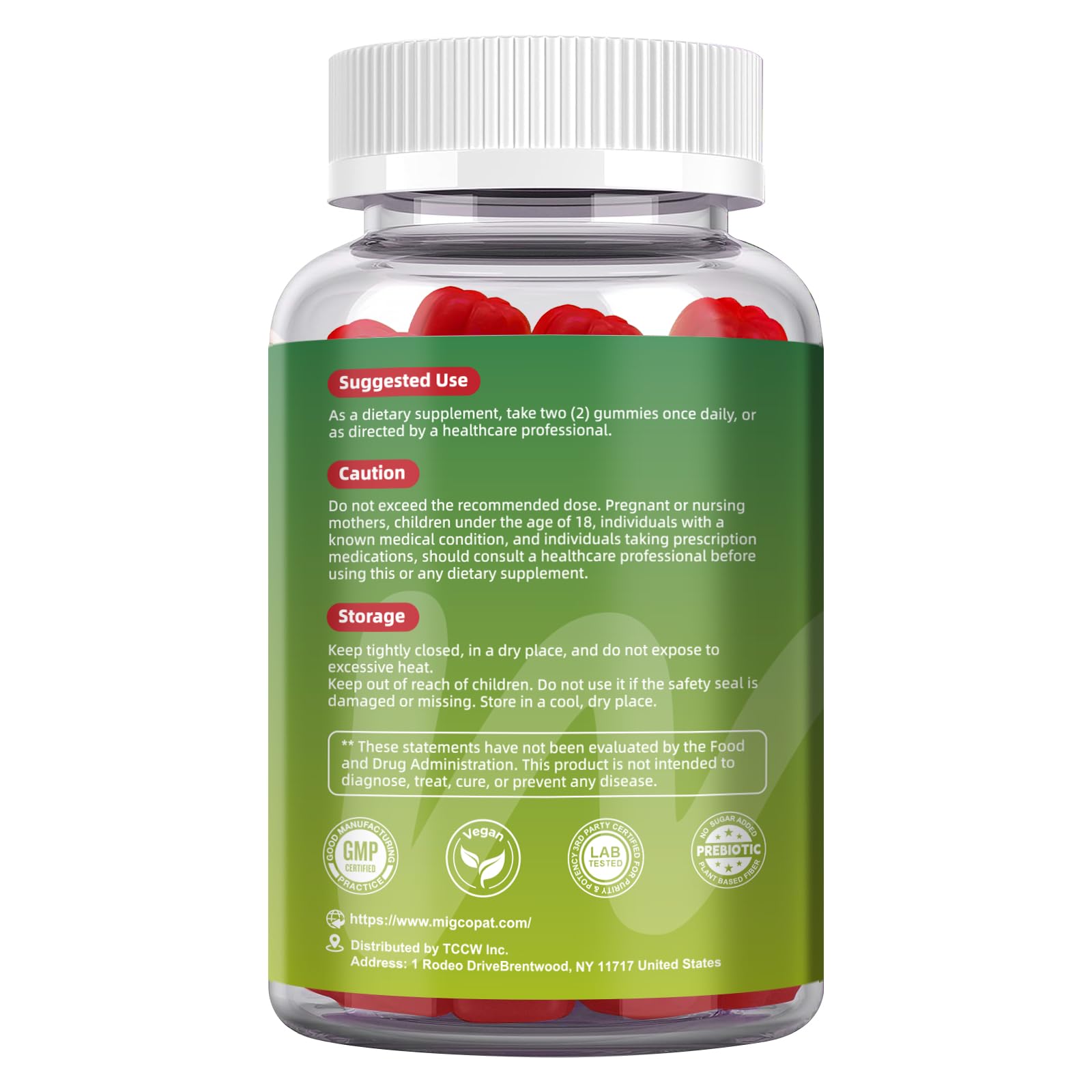 Migcopat Pre Post Probiotics Gummies, Probiotic Prebiotic Postbiotic Digestive Enzymes with Fiber, 120 Billion CFU Probiotics - Digestive Health - Maple Wellness Supplements