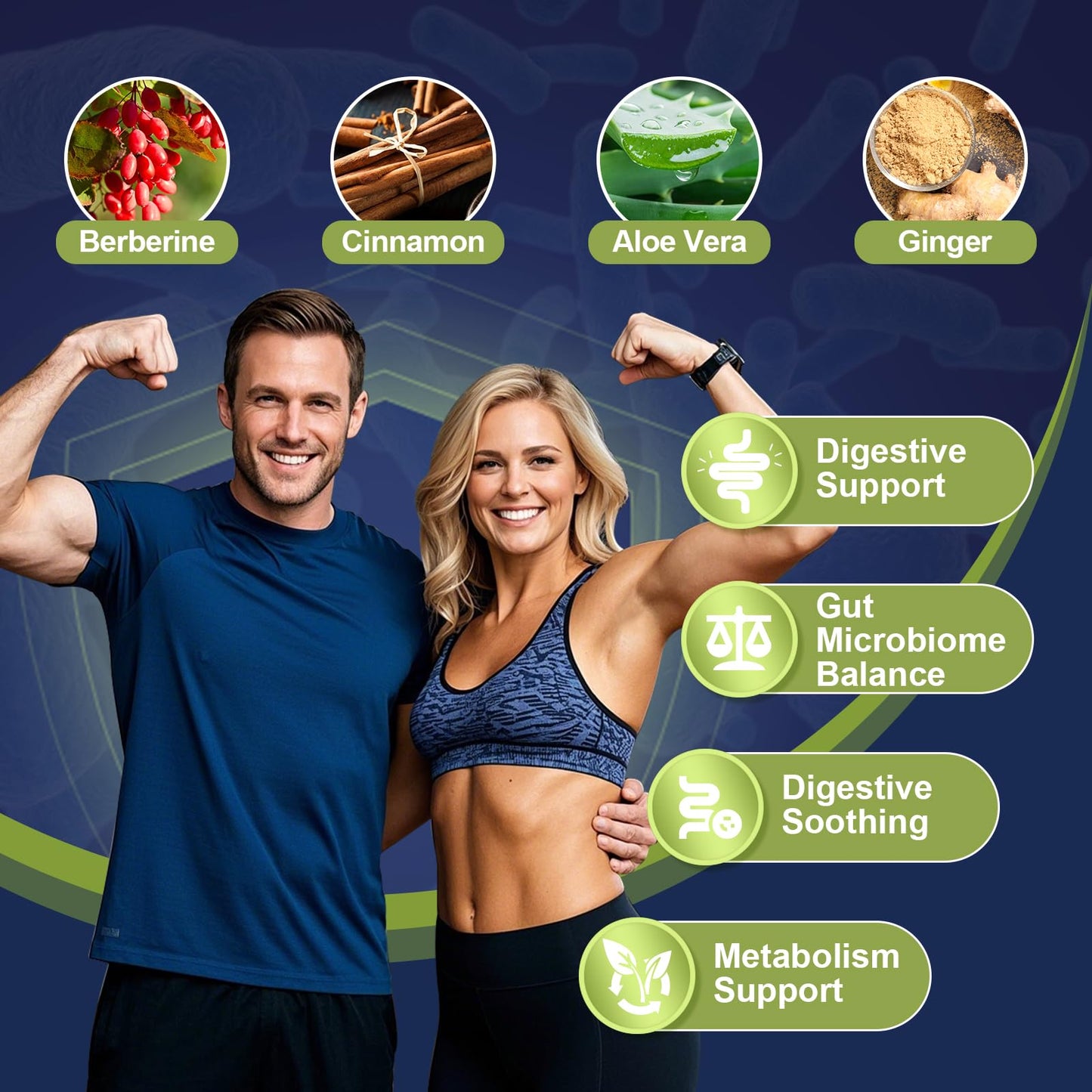 Migcopat Probiotic Prebiotic, Postbiotic & Digestive Enzymes for Digestive Health, 80 Billion CFU Probiotics Complete Gut Support with Berberine, Cinnamon, L-Glutamine - Maple Wellness Supplements