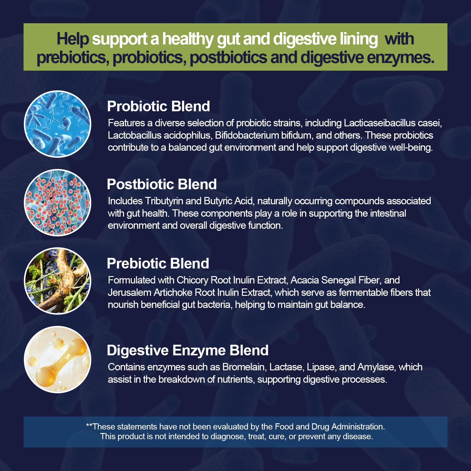 Migcopat Probiotic Prebiotic, Postbiotic & Digestive Enzymes for Digestive Health, 80 Billion CFU Probiotics Complete Gut Support with Berberine, Cinnamon, L-Glutamine - Maple Wellness Supplements