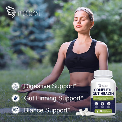 Migcopat Probiotic Prebiotic, Postbiotic & Digestive Enzymes for Digestive Health, 80 Billion CFU Probiotics Complete Gut Support with Berberine, Cinnamon, L-Glutamine - Maple Wellness Supplements