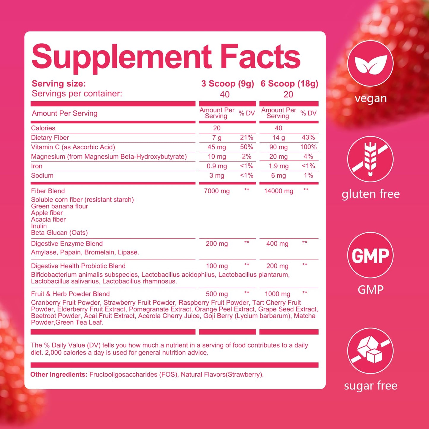 Migcopat Superfood Fiber Powder with Probiotics, Prebiotics, Digestive Enzymes, Vitamin C, Inulin, Magnesium, 14G Fiber Supplement for Digestive Support & Skin Health - Maple Wellness Supplements