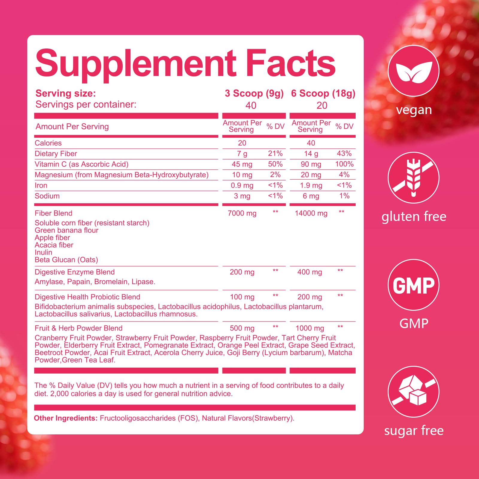 Migcopat Superfood Fiber Powder with Probiotics, Prebiotics, Digestive Enzymes, Vitamin C, Inulin, Magnesium, 14G Fiber Supplement for Digestive Support & Skin Health - Maple Wellness Supplements