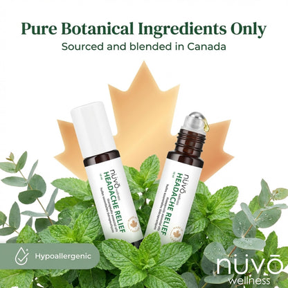 Migraine Relief Roll-On, Made with Peppermint, Lavender, Eucalyptus, & Other Aromatherapy Essential Oils, for Headaches, and Sore Muscles - Maple Wellness Supplements