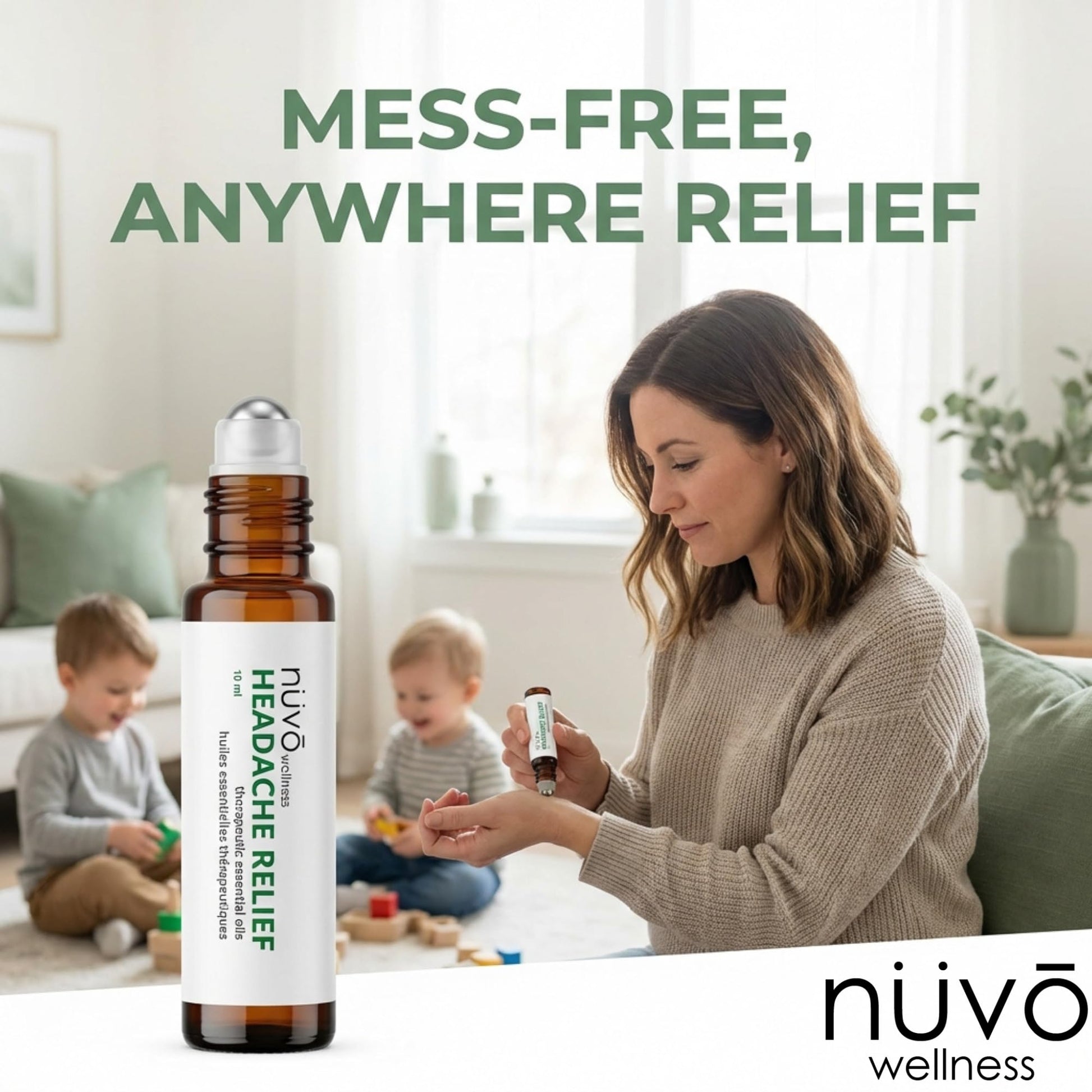 Migraine Relief Roll-On, Made with Peppermint, Lavender, Eucalyptus, & Other Aromatherapy Essential Oils, for Headaches, and Sore Muscles - Maple Wellness Supplements