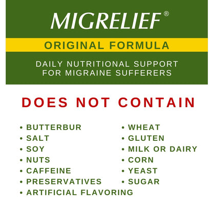 MigreLief Original Triple Therapy with Puracol - Nutritional Support for Migraine Sufferers - 60 Caplets/1 Month Supply - Maple Wellness Supplements