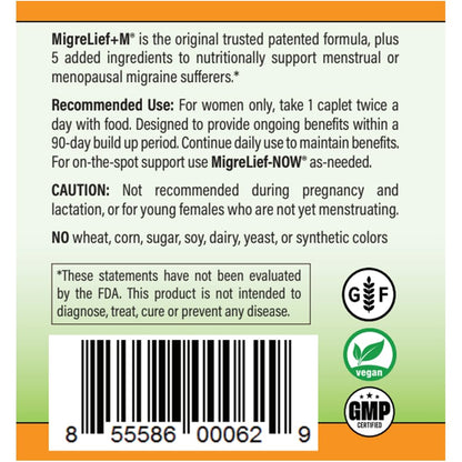 MigreLief+M – Advanced Nutritional Support Supplement for Women’s Neurological Health and Head Comfort – 60 Caplets (1-Month Supply) - Maple Wellness Supplements