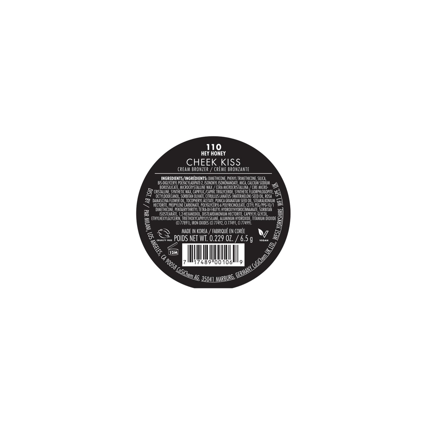 Milani Cheek Kiss Cream Bronzer, 110 - Hey Honey, Vegan & Cruelty-Free, Made in Korea, Lightweight Glow, Soft Matte Finish - Maple Wellness Supplements