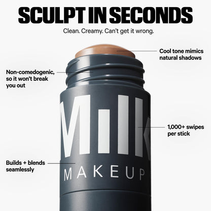 Milk Makeup Sculpt Stick – Cool-Toned Cream Contour Stick Adds Depth, Dimension + Shape for Natural-Looking Shadows – Hydrating, Buildable Formula w/Thyme Extract – Toasted (Fair to Light), 0.19 oz - Maple Wellness Supplements