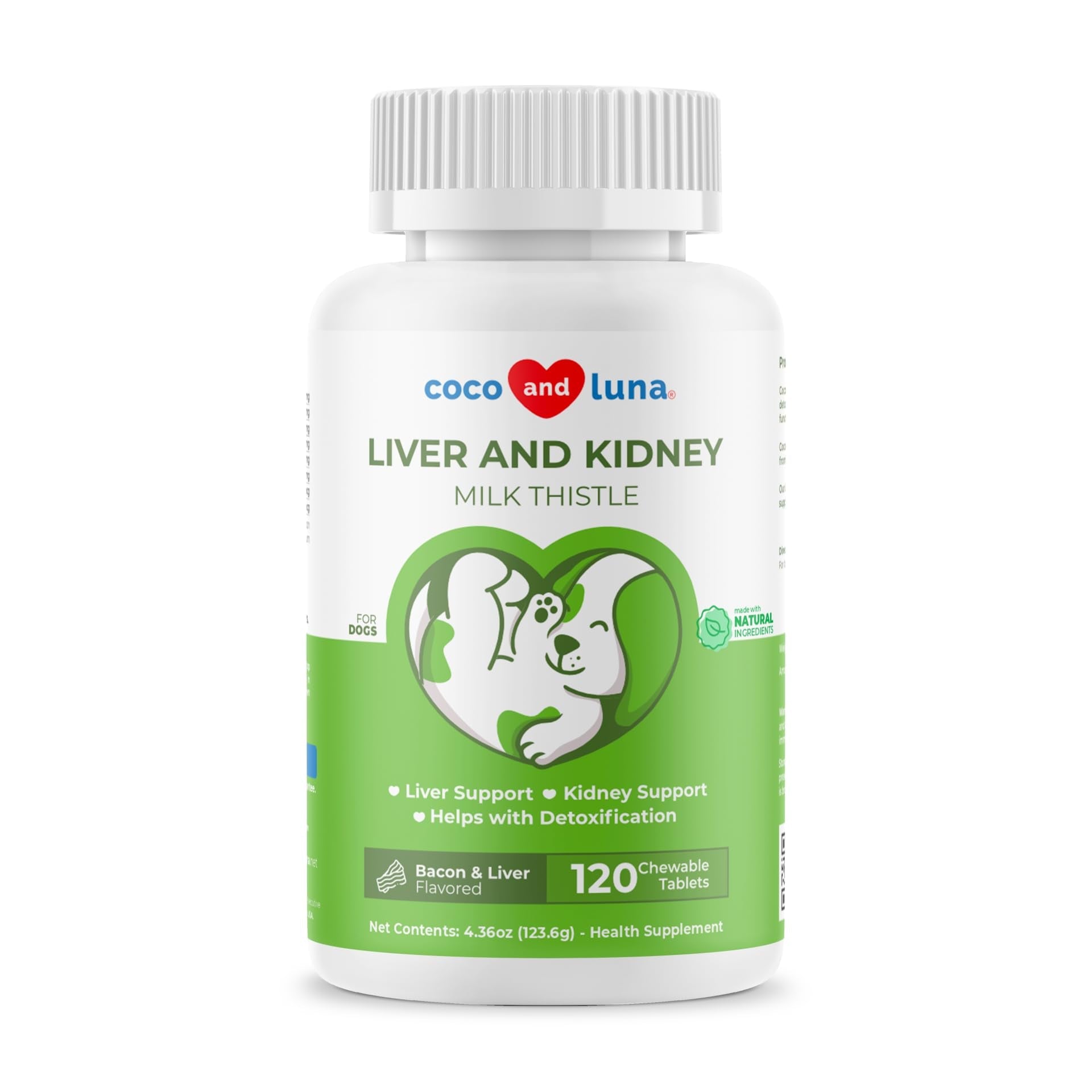 Milk Thistle for Dogs - 120 Chewable Tablets - Silymarin - Liver and Kidney Support with EPA & DHA - Detox - Liver Supplement for Dogs - Maple Wellness Supplements