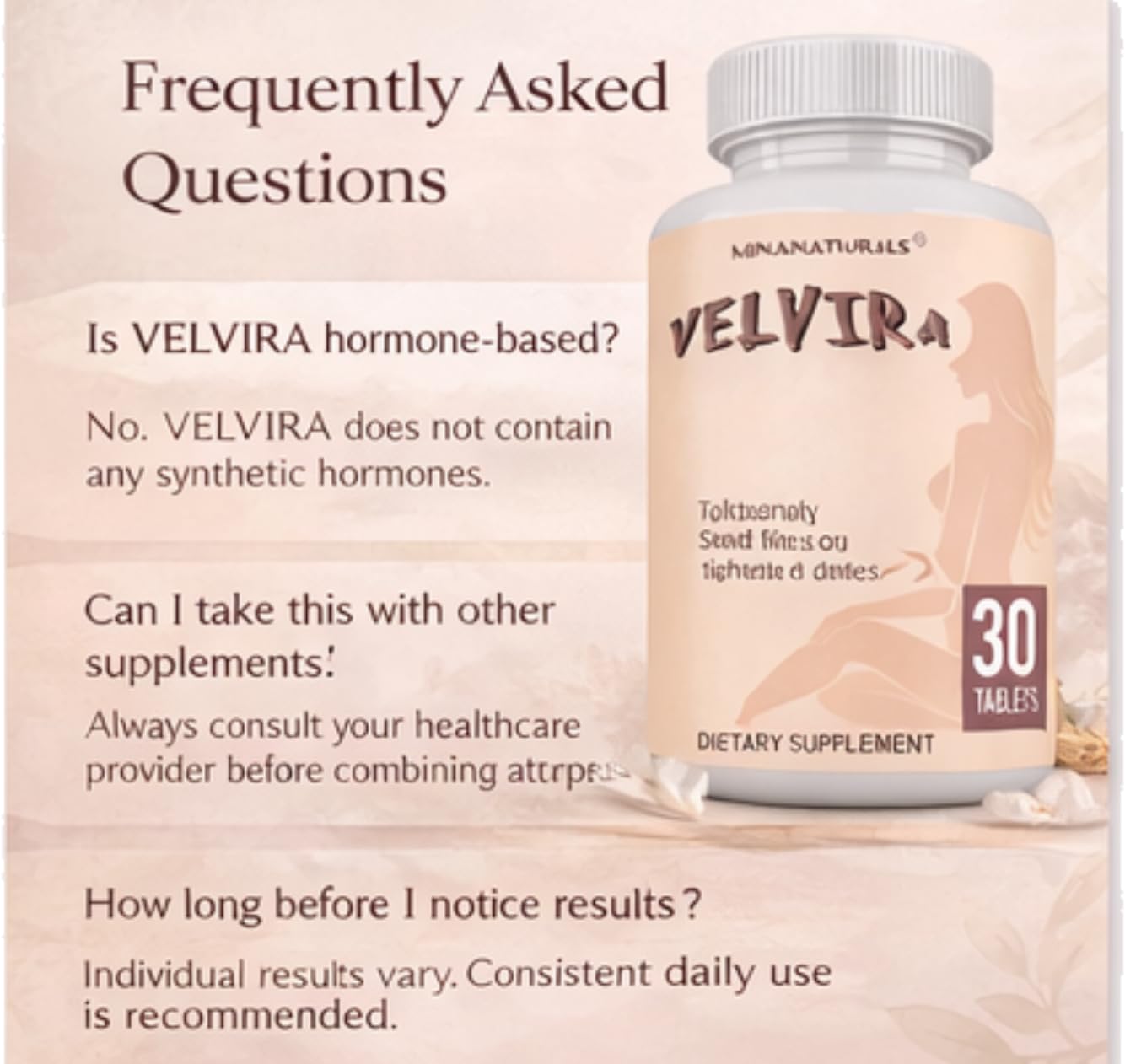 MINANATURALS VELVIRA Feminine Wellness Support Supplement for Women Herbal Rejuvenation Formula with Vitamins, Amino Acids & Collagen 30 Tablets - Maple Wellness Supplements