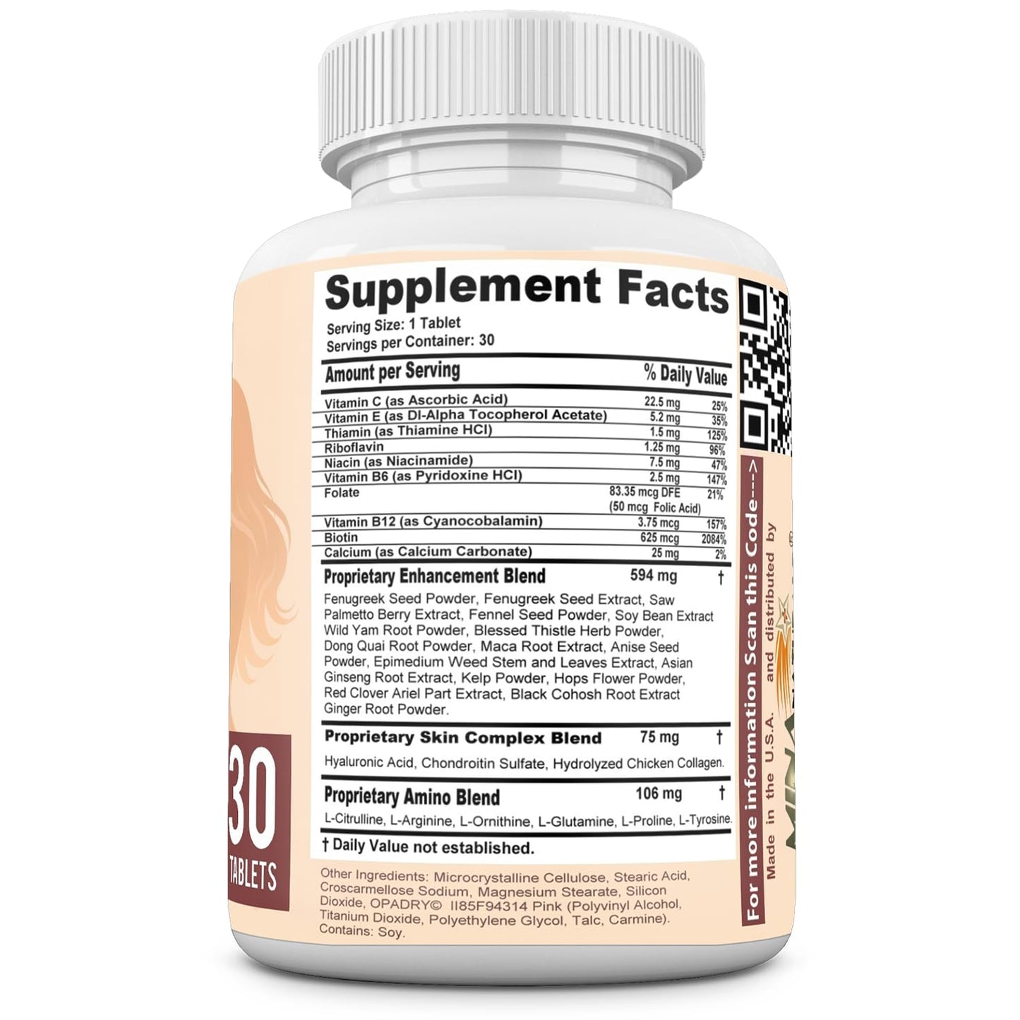 MINANATURALS VELVIRA Feminine Wellness Support Supplement for Women Herbal Rejuvenation Formula with Vitamins, Amino Acids & Collagen 30 Tablets - Maple Wellness Supplements