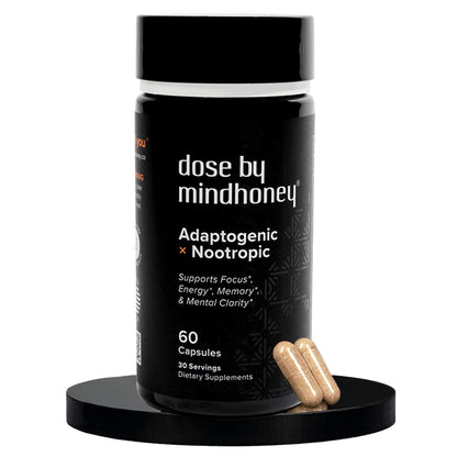 MINDHONEY | DOSE 60 Count, Premium All-in-One Nootropic Brain Supplement | Focus, Mood, Energy, & Memory | Functional Mushrooms & Adaptogens - Lion’s Mane, Ashwagandha, L-Theanine, Bacopa, & Vitamins - Maple Wellness Supplements