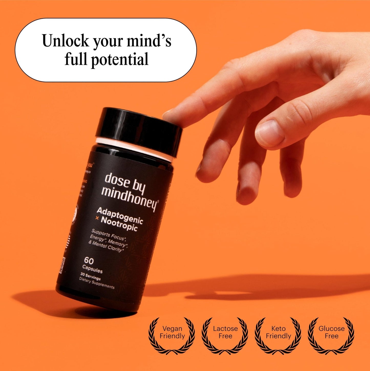 MINDHONEY | DOSE 60 Count, Premium All-in-One Nootropic Brain Supplement | Focus, Mood, Energy, & Memory | Functional Mushrooms & Adaptogens - Lion’s Mane, Ashwagandha, L-Theanine, Bacopa, & Vitamins - Maple Wellness Supplements