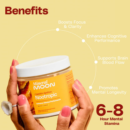 Mineral Moon Premium Cognitive Ignition Nootropic Powder - Brain Supplements For Memory & Focus - Sage Extract, B Vitamins,Cognizine Citicoline& nooLVL - Supports Mental Clarity - No Caffeine or Sugar - Maple Wellness Supplements