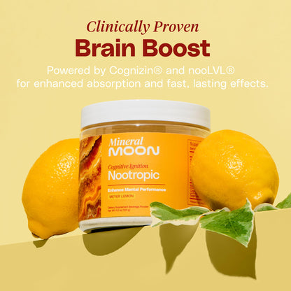 Mineral Moon Premium Cognitive Ignition Nootropic Powder - Brain Supplements For Memory & Focus - Sage Extract, B Vitamins,Cognizine Citicoline& nooLVL - Supports Mental Clarity - No Caffeine or Sugar - Maple Wellness Supplements
