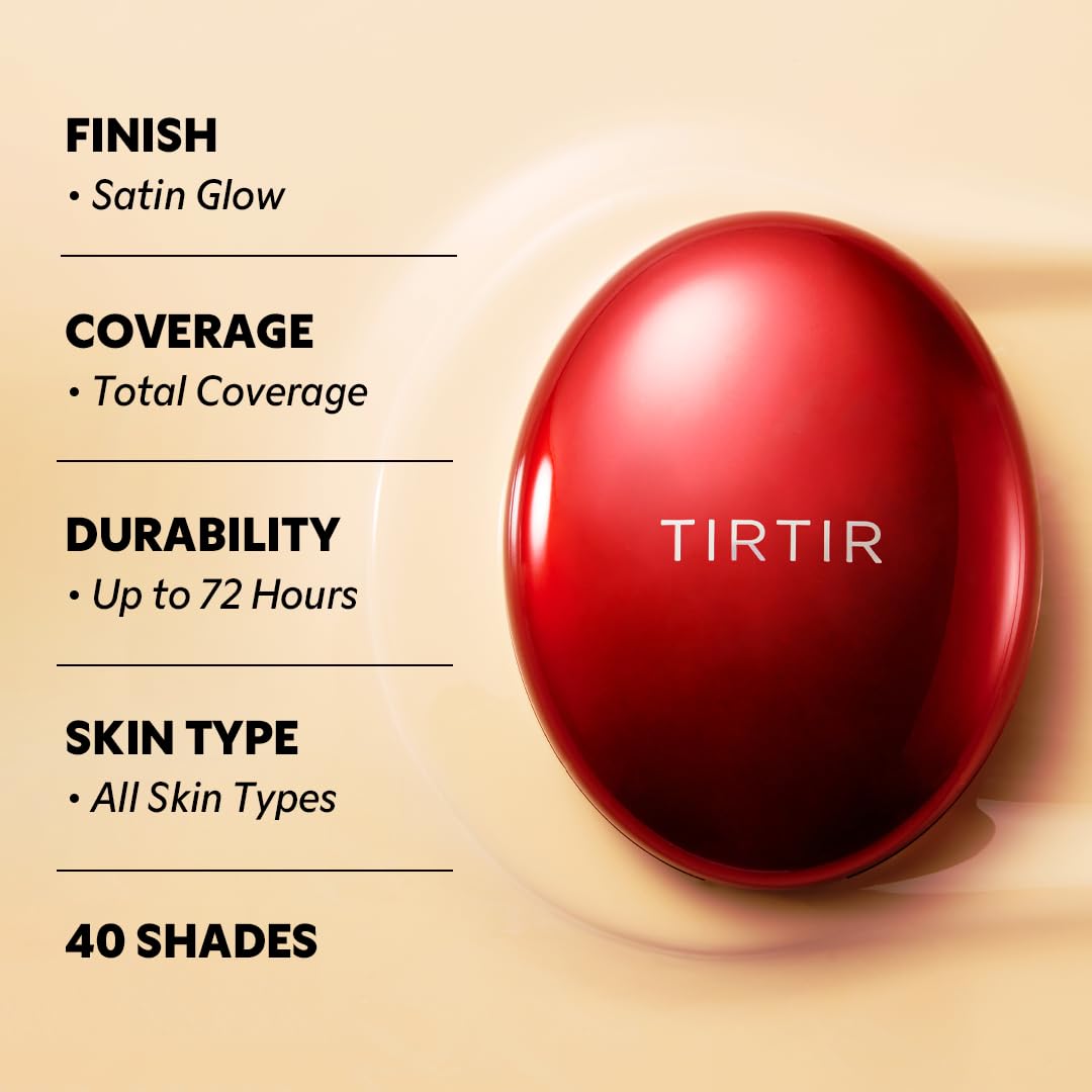 [*Mini Size*] TIRTIR Mask Fit Red Cushion Foundation | Full coverage, Weightless, Skin fit, Satin Glow Finish, Korean Makeup BB Foundation, beauty, Tattoo cover up, Buildable (23N Sand / 0.15 Fl Oz) - Maple Wellness Supplements