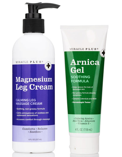 Miracle Plus Arnica Bruise Relief Gel + Magnesium Leg Relief Cream Bundle - Maple Wellness Supplements