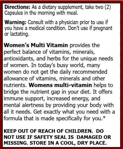 MiracleMulti Multivitamin for Women - Female Support Formula, Immune Support, Minerals, Biotin, Antioxidants & Superfoods Blend – 60 Capsules - Maple Wellness Supplements