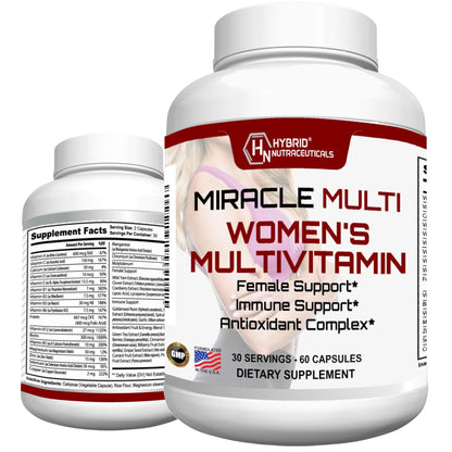 MiracleMulti Multivitamin for Women - Female Support Formula, Immune Support, Minerals, Biotin, Antioxidants & Superfoods Blend – 60 Capsules - Maple Wellness Supplements