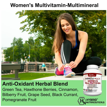 MiracleMulti Multivitamin for Women - Female Support Formula, Immune Support, Minerals, Biotin, Antioxidants & Superfoods Blend – 60 Capsules - Maple Wellness Supplements